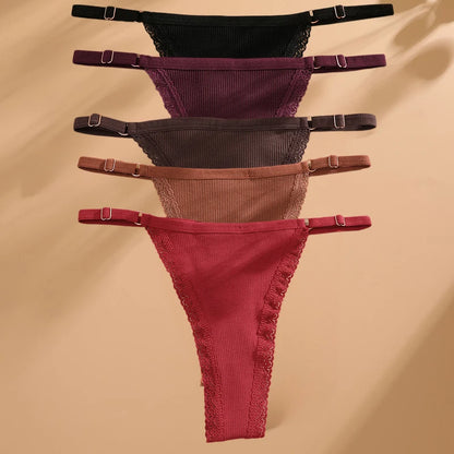 Sexy G-string Panties Cotton Women's Underwear  Adjustable Waist Girl Female Panties Bikini Lady Thongs Lingerie