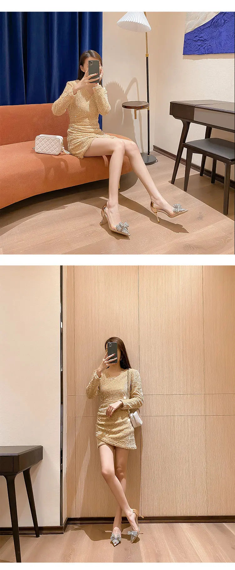 Women's Sexy Evening Wedding Shoes Thin Heels Pumps Shiny Diamond Inlaid Bridal Shoes Pointed Toe Bow Pumps for Women - Natalia Home Fashion