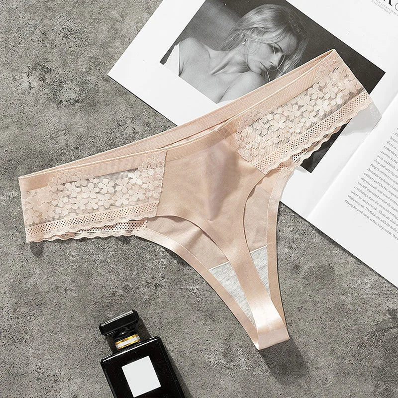 Women ruffles Underwear Invisible Seamless T Panties G-String Female Sexy Thongs Intimates Lingerie Ladies Briefs