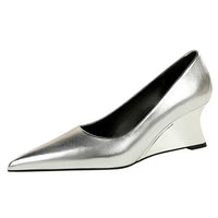 Women Pumps Pointed Toe Retro Shoes Women Shoes Designer Shallow Wedges High Heels Banquet Mules