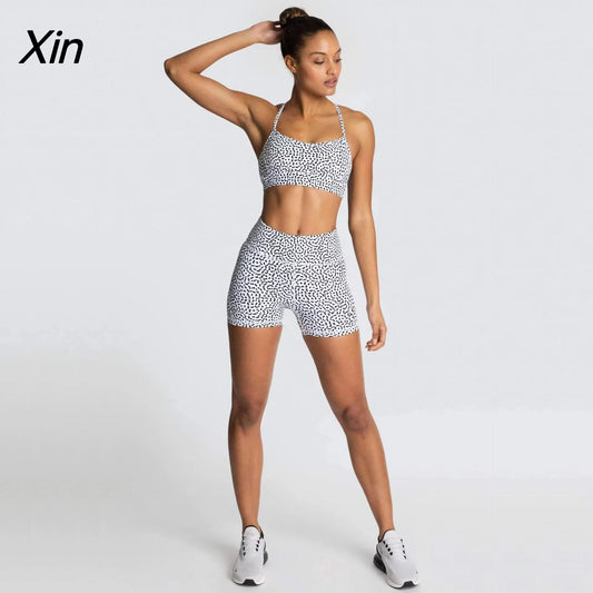 Seamless Yoga Two-piece Set Running Bra Shorts Sports Underwear Beauty Back Fitness Gym 2-piece Short Suit