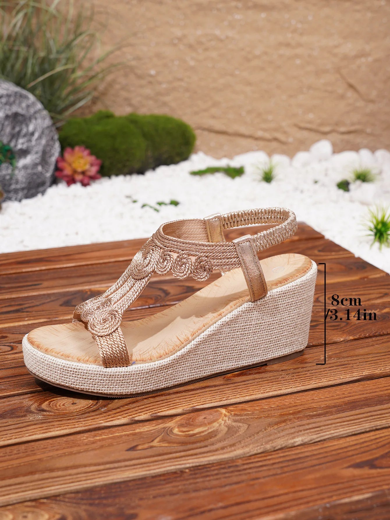Bohemian Style Fashionable Casual Women's Sandals Platform Thick Heel round Toe Synthetic Leather