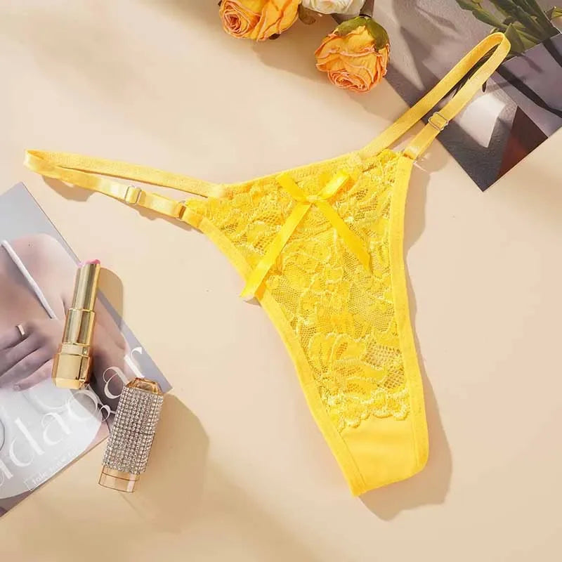 Lace Underwear For Women Low Rise Adjustable Waist Thongs Sexy G-String Female Breathable Underpants Lingerie