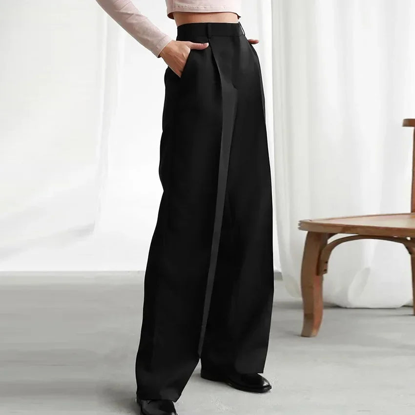 Women's High Waist Wide Leg Pants Ladies Suit Pants Loose Casual Long Trousers
