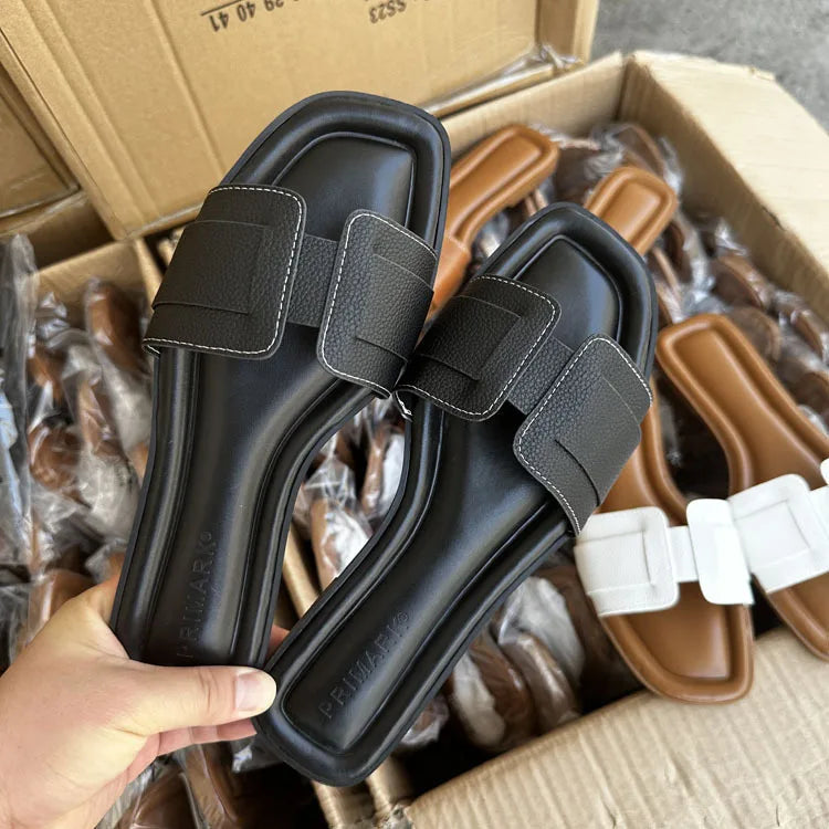 Women's Comfortable Flat Slippers Elegant Office Slides Slip On Beach Bohemian Sandals Shoes - Natalia Home Fashion