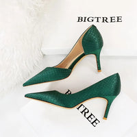 Shoes Woman Pumps Pointed Toe Shallow High Heels Snakeskin Satin Thin Heel Sandals Stiletto Party Shoes