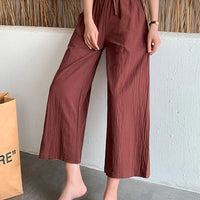 Casual Baggy Wide Leg Trousers Women Summer Thin Comfy Breathable Ankle Length Pants Vintage Loose Cotton Linen Straight Pants