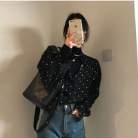 Chic Polka Dot Long Sleeve Shirt Women's Turn-down Collar French Style Simple Design Spring Summer New Arrival