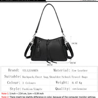 Soft Genuine Leather Crossbody Bag Women Fashion Shoulder Bag Large Capacity Handbag and Purse Ladies Cow hide Messenger Bag