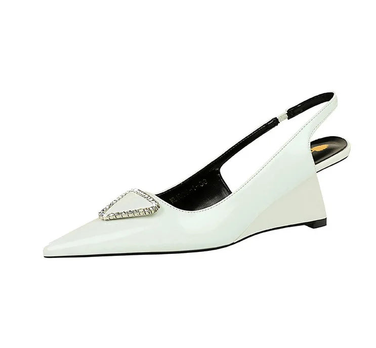 Spring Candy Fashion Pointed Toe Women Pumps Sling back Wedges High Heels Party Prom Mules Shoes