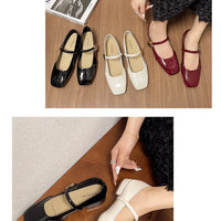 Women Mary Jane Shoes French Retro Square Toe Low Heels Shoes Women's Comfortable Ballet Shoes