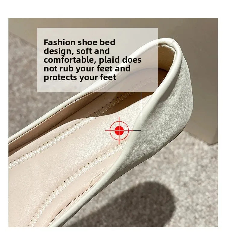 Soft Bottom Flat Casual Women's Shoes Butterfly Knot Slip-On Simple Design Shoes  Synthetic Leather