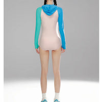 Women Long Sleeve Water Sports Outdoor Bathing Push Up Swim Wear Hooded Female Front Zipper Beach Athletic Surfing Swim Suit