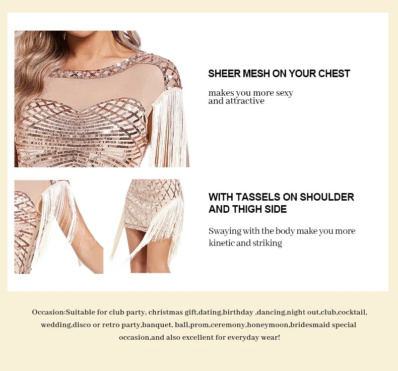 Sequin Retro Dress Embroidered Dress Prom Dress for women