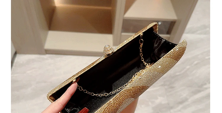 Women Clutch Glitter Sequins Evening Party Handbags Portable Gold Color Diamond Wedding Clutches Purse New Chain Shoulder Bags