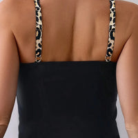 Women's Leopard Print Summer Beach Tankini Swimsuit Set, Consisting of Vest and Boxer Shorts