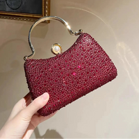 Glitter Shiny Diamonds Evening Bag Metal Handle Square Bag Fashion Women Handbag Wedding Party Clutch Purse Female