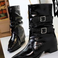 Pointed Fashion Women's Boots Retro Style Thick Heel Low Heel Medium Tube Women's Boots