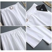 Classic Chiffon High Waist Wide Leg Pants Office Lady Loose Thin Black Trousers  New Formal Chic Pantalones De Mujer Cintura Alt Natalia Home Fashion    Natalia Home Fashion