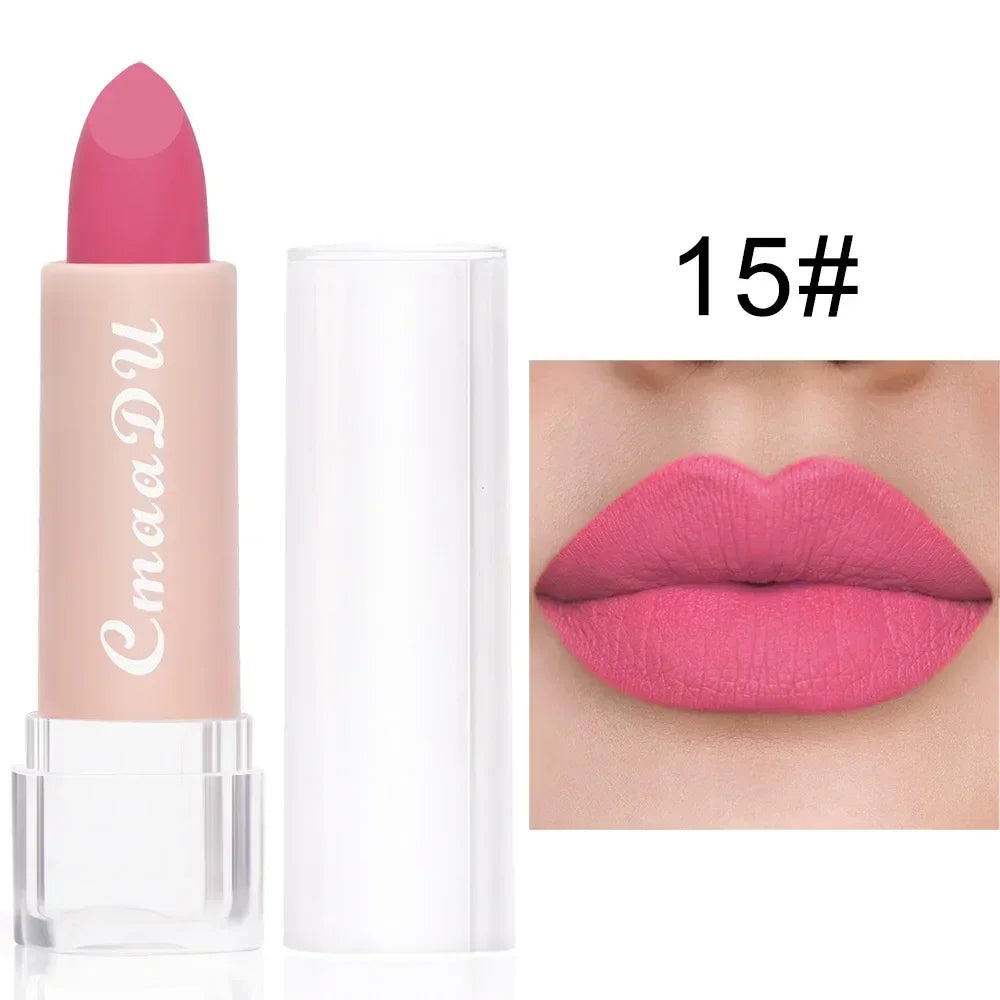 Woman Sexy 15Colors Velvet Matte Lipstick Lip gloss Tint for Lips Long Lasting Waterproof Non-stick Cup Lip Cosmetics Lip Make Up