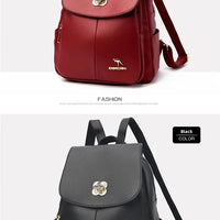 Soft Leather Dual-Shoulder Bag Student Backpack Travel Versatile Women's Bag