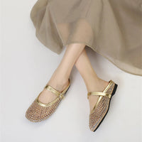 Luxury Shinny Diamond Women Mules Slippers Summer Shoes Crystal Footwear Rhinestones Slip On Brand Mary Jane Sandals Mesh Clogs