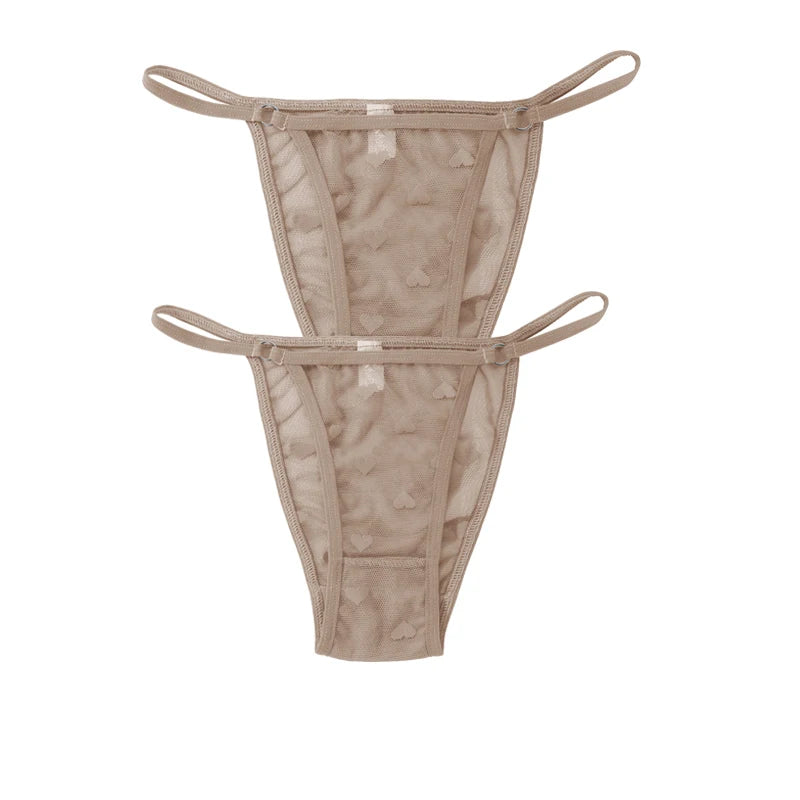 2PC Lace Thongs Panties Women Underwear Sexy Thongs Woman Low Waist Solid Underwear Seamless Female Underpants Lingerie