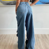 CM.YAYA Women Vintage Cutout Hollow Out Criss Cross Straight Denim Pants 2024 Fashion INS High Waist Wide Leg Jeans Trousers Natalia Home Fashion    Natalia Home Fashion