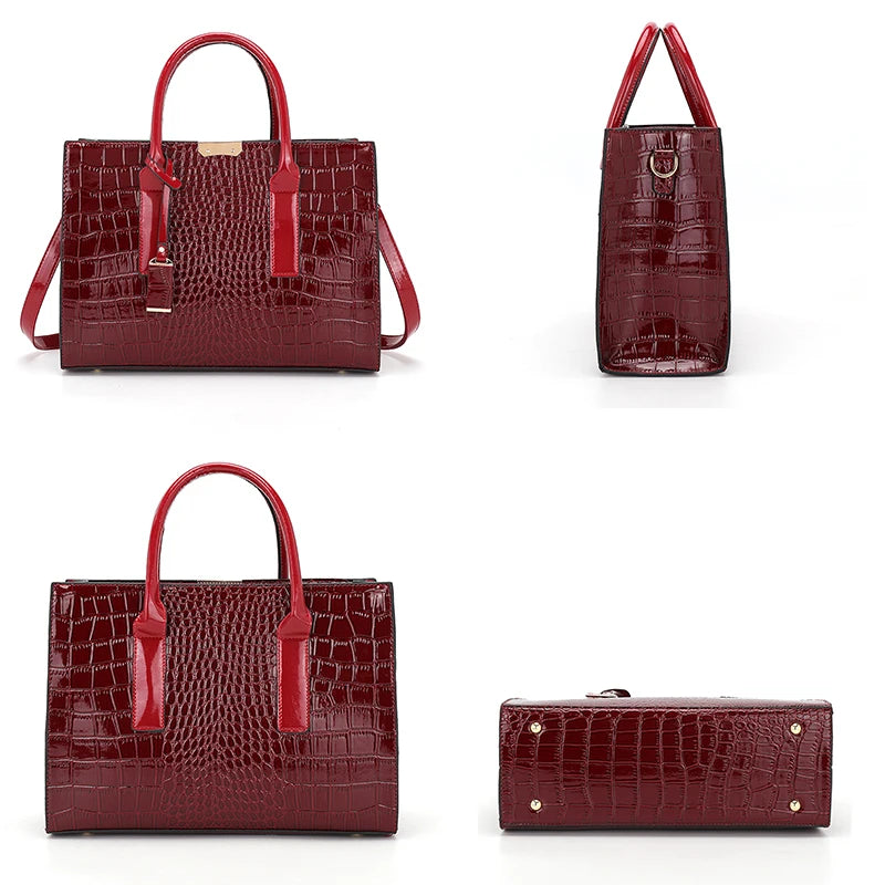 Luxury Handbags Alligator Designer PU Patent Leather Crossbody Bag For Women Tote Retro Ladies Messegner Shoulder Bags Bolsa Sac
