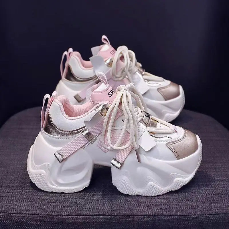Chunky Sneakers Women Block Style 8cm Platform Lightweight & Versatile Casual Sports
