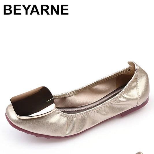 Light Metal buckle roll-up flats ladies shoes cozy moccasins sequined cloth foldable ballet flats woman