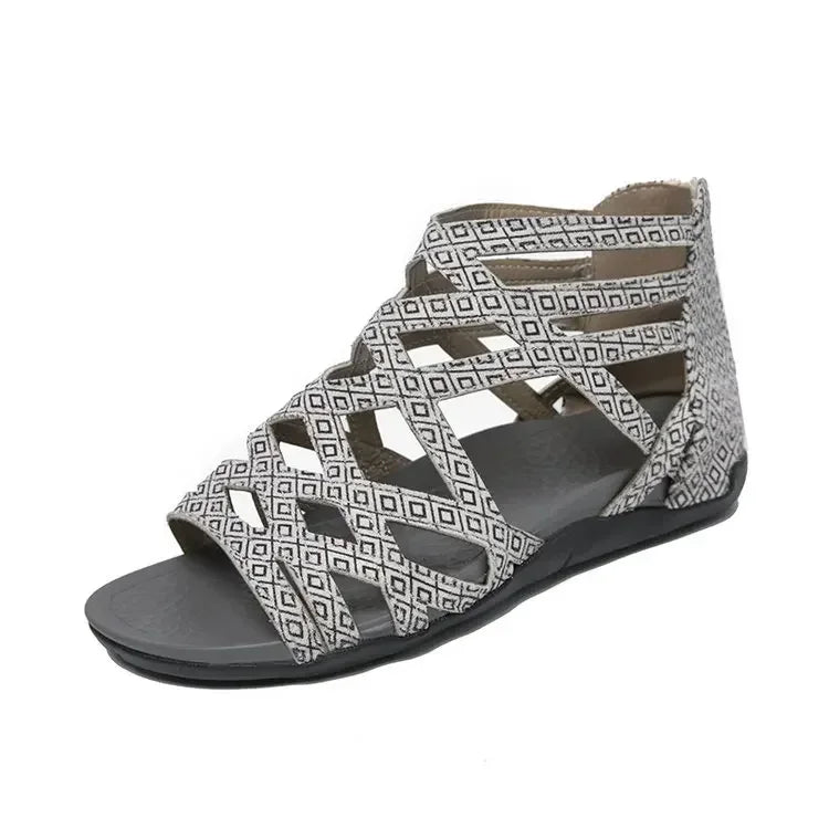 ladies Leopard Slope Heel Sandals Non-slip Lightweight Comfortable Casual women Slippers Rome Outside Casual Flat Bottom Shoes