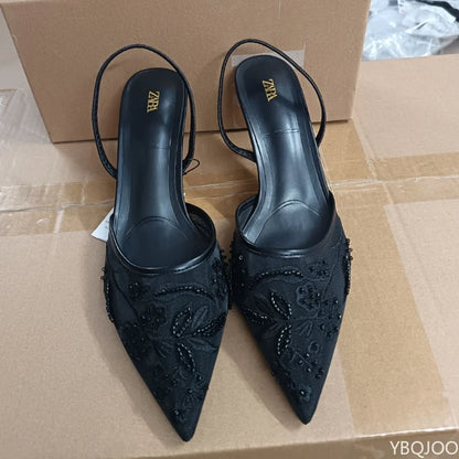 Ladies Embroider Brand High Heels Luxury Elegant Pointed Shoes Ladies Evening Party Sandals Wedding Bridal Dress shoes