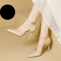Pointy Toe Elegant Women Shoes Stilettos Office Sandals For Ladies Cover Heel Ankle Strap Sandals