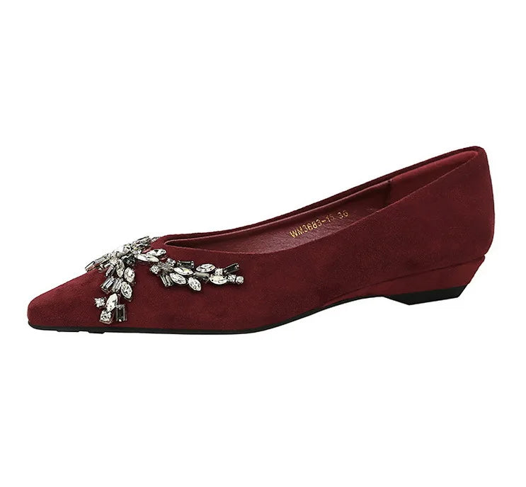 New Spring Crystal Women Mary Jane Shoes Fashion Shallow Slip on Elegant Party Dress Low Heel Shoes