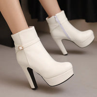 Knight Women's Boots Zip Low Tube Thick Heel Chunky High Heel Fashion Boots s Women's Shoes - Natalia Home Fashion