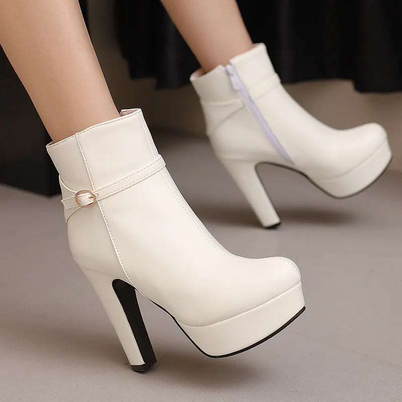 Knight Women's Boots Zip Low Tube Thick Heel Chunky High Heel Fashion Boots s Women's Shoes - Natalia Home Fashion