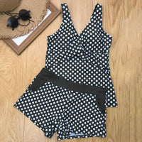 Women Dots Tankini Plus Size Swimwear Push Up Two Piece Swimsuit with Shorts High Waist Bathing Suit 2XL Polka Print Beachwear