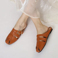 Designer Women Sandals Mules Summer Roman Slippers Fashion Buckle Woven Casual Soft sole Shoes