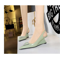 Spring Candy Fashion Pointed Toe Women Pumps Sling back Wedges High Heels Party Prom Mules Shoes