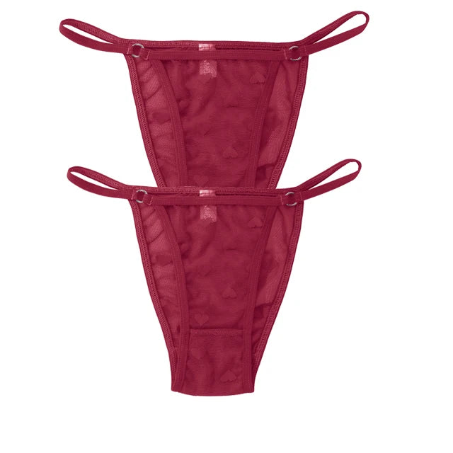 2PC Lace Thongs Panties Women Underwear Sexy Thongs Woman Low Waist Solid Underwear Seamless Female Underpants Lingerie