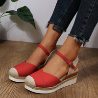 Women Closed Toe Wedge Sandals Women Buckle Strap Gladiator Shoes Woman Fashion Platform Sandals