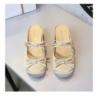 Ladies Slippers Bowknot Silks Satins Women Shoes Round Head Women Sandals Summer Shoes Women Slippers