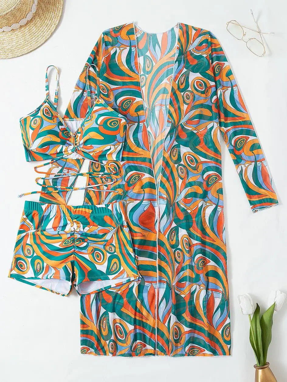Sexy Print Bikini Women High Waist Swimsuit Cover Up Swimwear Female Lady Bathing Suit Swimming Summer Beachwear