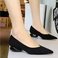 Retro Pointed Toe Suede Low Heel Shoes Shallow Mouth Hollow Heel Pedicure Shoe Daily Versatile Temperament Women's Shoes