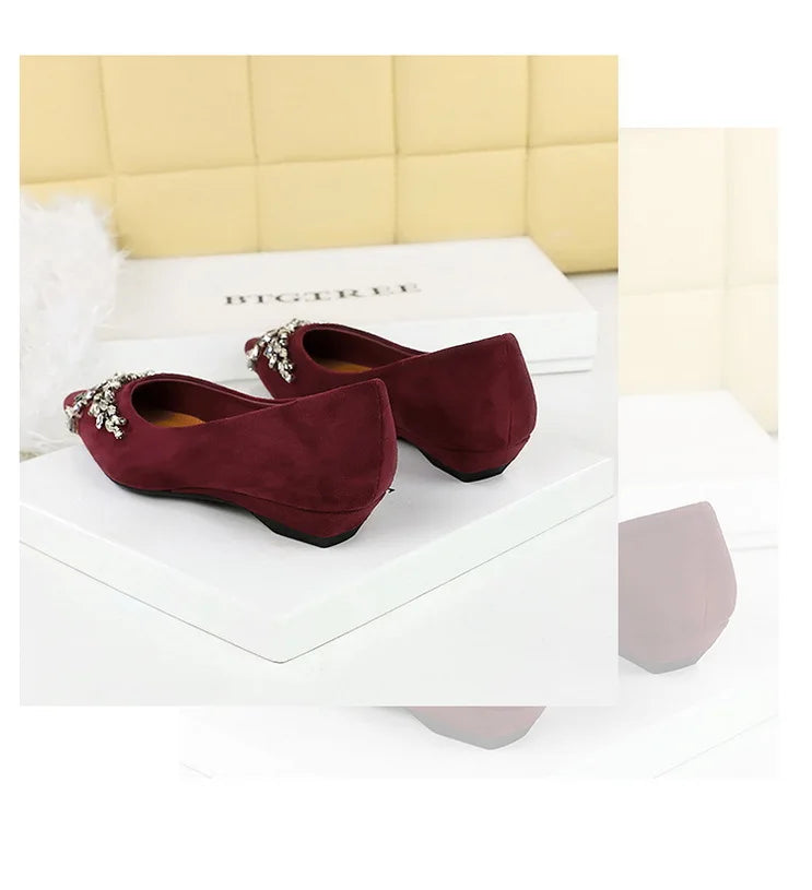 New Spring Crystal Women Mary Jane Shoes Fashion Shallow Slip on Elegant Party Dress Low Heel Shoes
