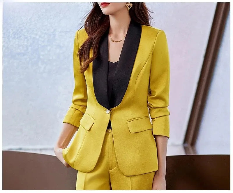 Elegant Casual Fashionable Women's Semi formal Suit Cotton Suit Jacket Matching Set Business Attire High End Workwear