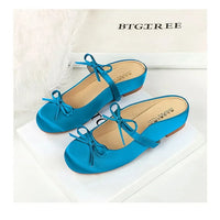 Ladies Slippers Bowknot Silks Satins Women Shoes Round Head Women Sandals Summer Shoes Women Slippers