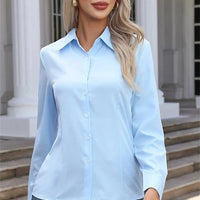 Women Spring Autumn Style Blouses Shirts Lady Casual Long Sleeve Turn-down Collar Solid Color Blouse Tops Natalia Home Fashion    Natalia Home Fashion