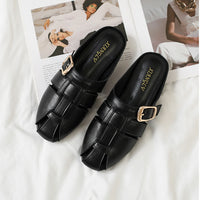 Designer Women Sandals Mules Summer Roman Slippers Fashion Buckle Woven Casual Soft sole Shoes